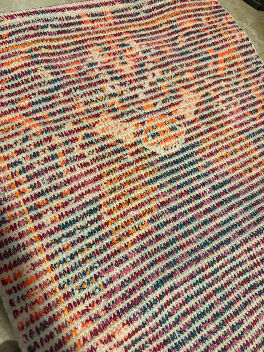 Anthropologie Multicolor Woven Door Mat in Pink, Orange and Blue